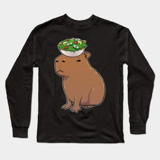 Capybara with a Garden Salad on its head Long Sleeve T-Shirt